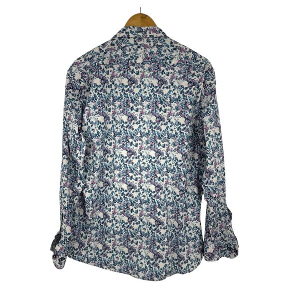Duchamp London Shirt Men's Size XL 17 1/2 Floral Button Front slim fit stretch - Picture 2 of 7